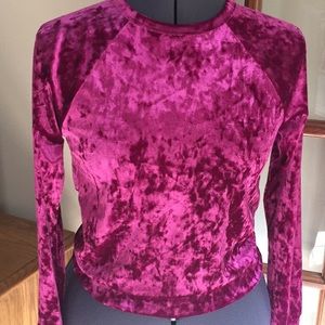 Magenta crushed velvet/velour crew neck